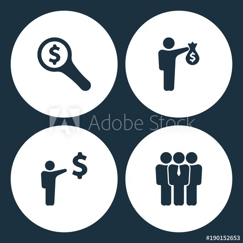 500x500 Vector Illustration Set Business Icons Elements Looking For Money