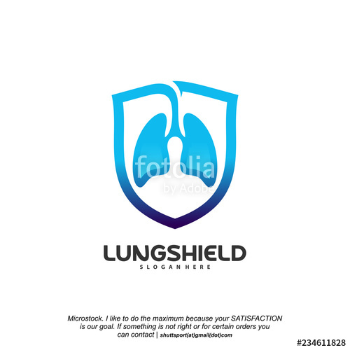 500x500 Lungs Shield Logo Vector, Health Lungs Logo Template, Design