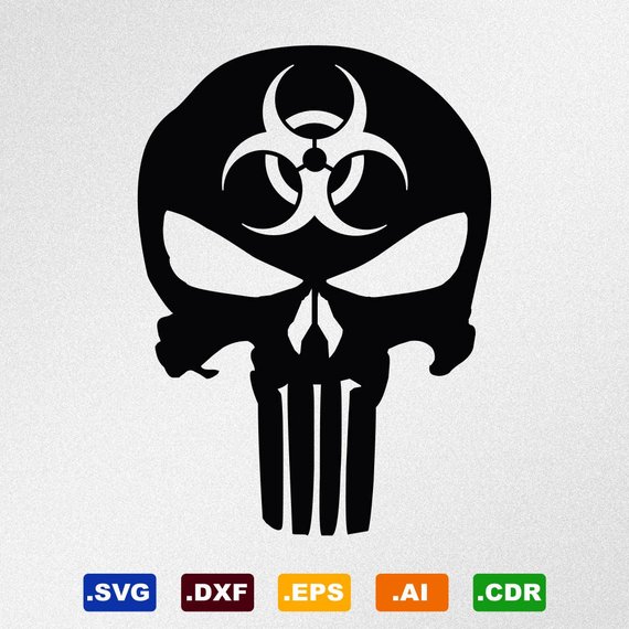 570x570 Punisher Skull Biohazard Dxf, Cdr Vector