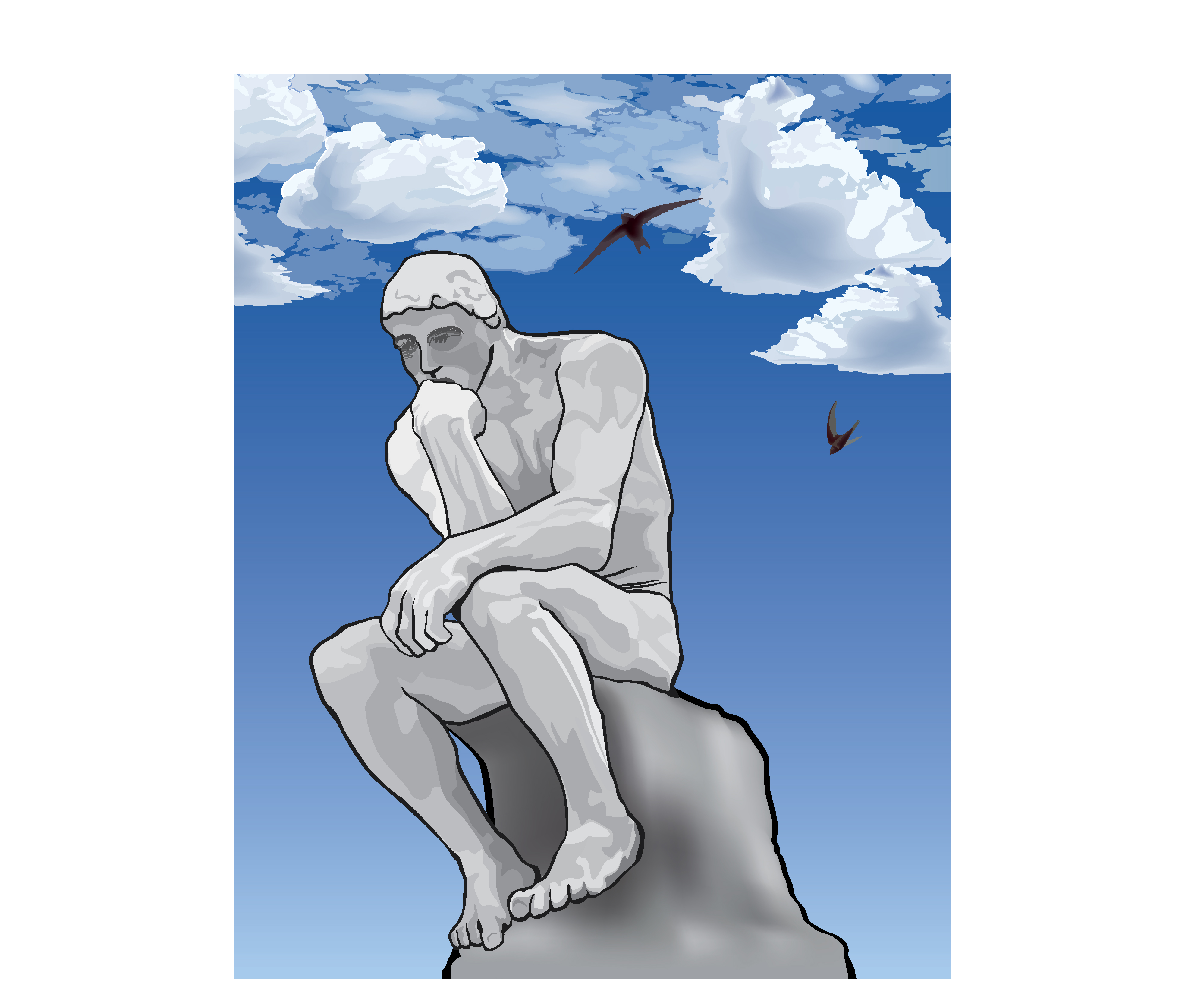 3995x3277 The Thinker Statue Free Vector Art