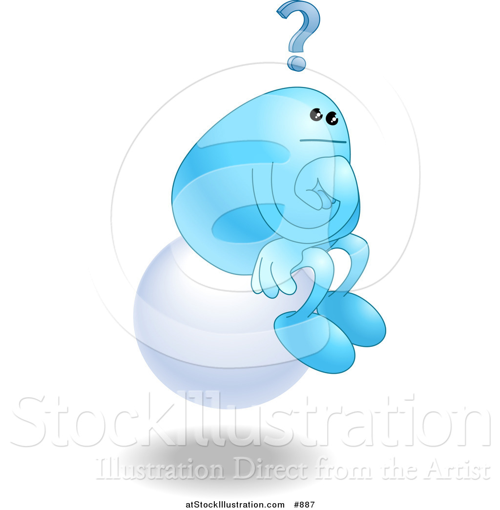 1024x1044 Vector Illustration Of A Blue Bean Character Sitting On A Floating