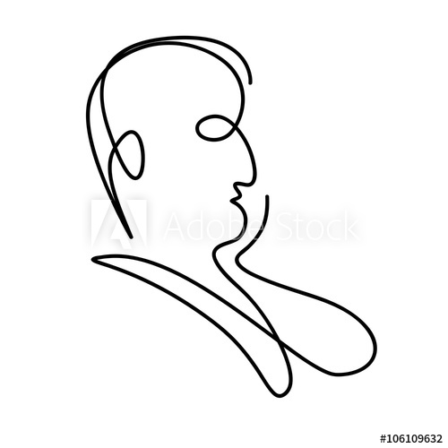 500x500 Vector Continuous Line Abstract Portrait Of A Thinker