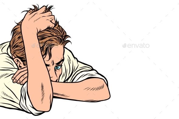 590x393 Man The Thinker, Isolated On White Background Pop Art Retro