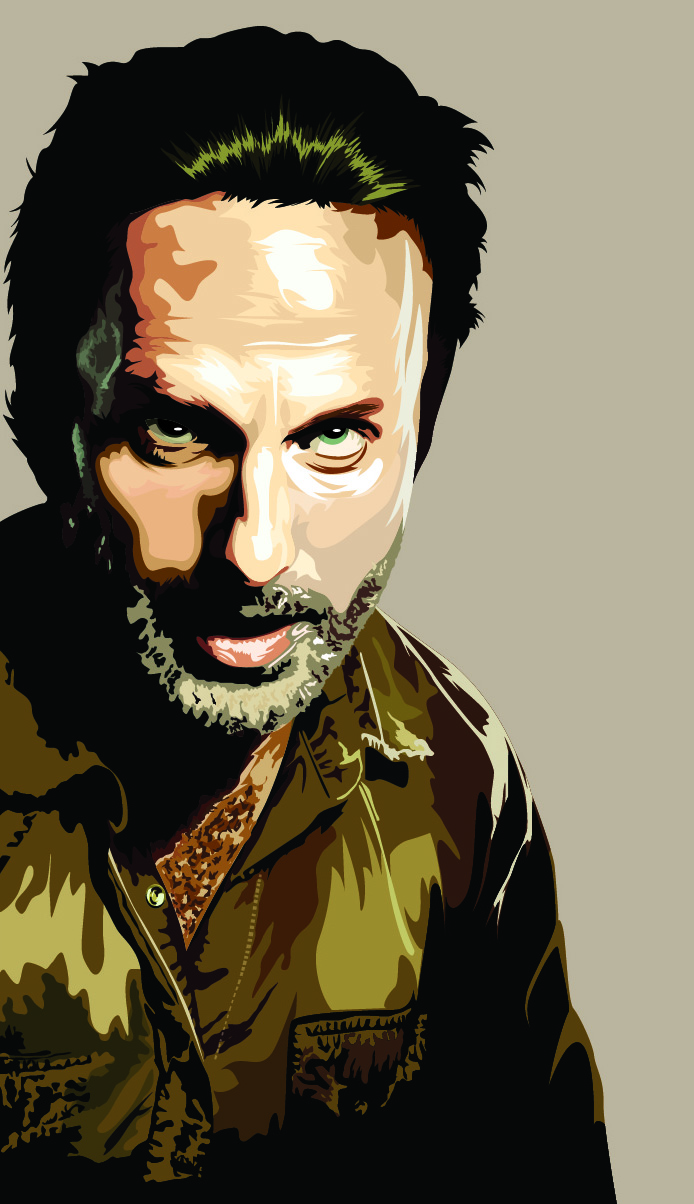 Rick Grimes The Walking Dead Vector Portrait Rocketturtles 694x1204 Rick Grimes The Walking Dead Vector Portrait Rocketturtles