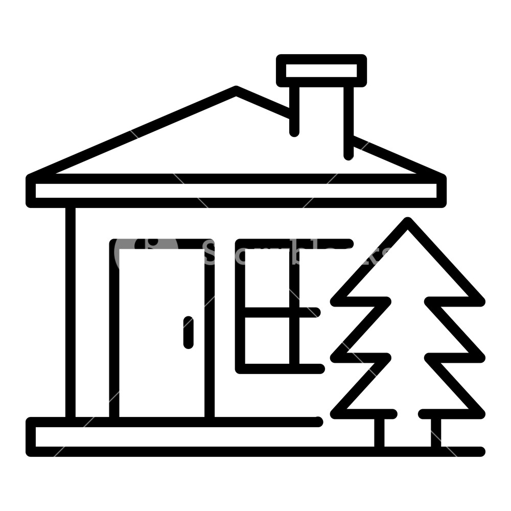 1000x1000 Mountain Wood House Icon Outline Mountain Wood House Vector Icon