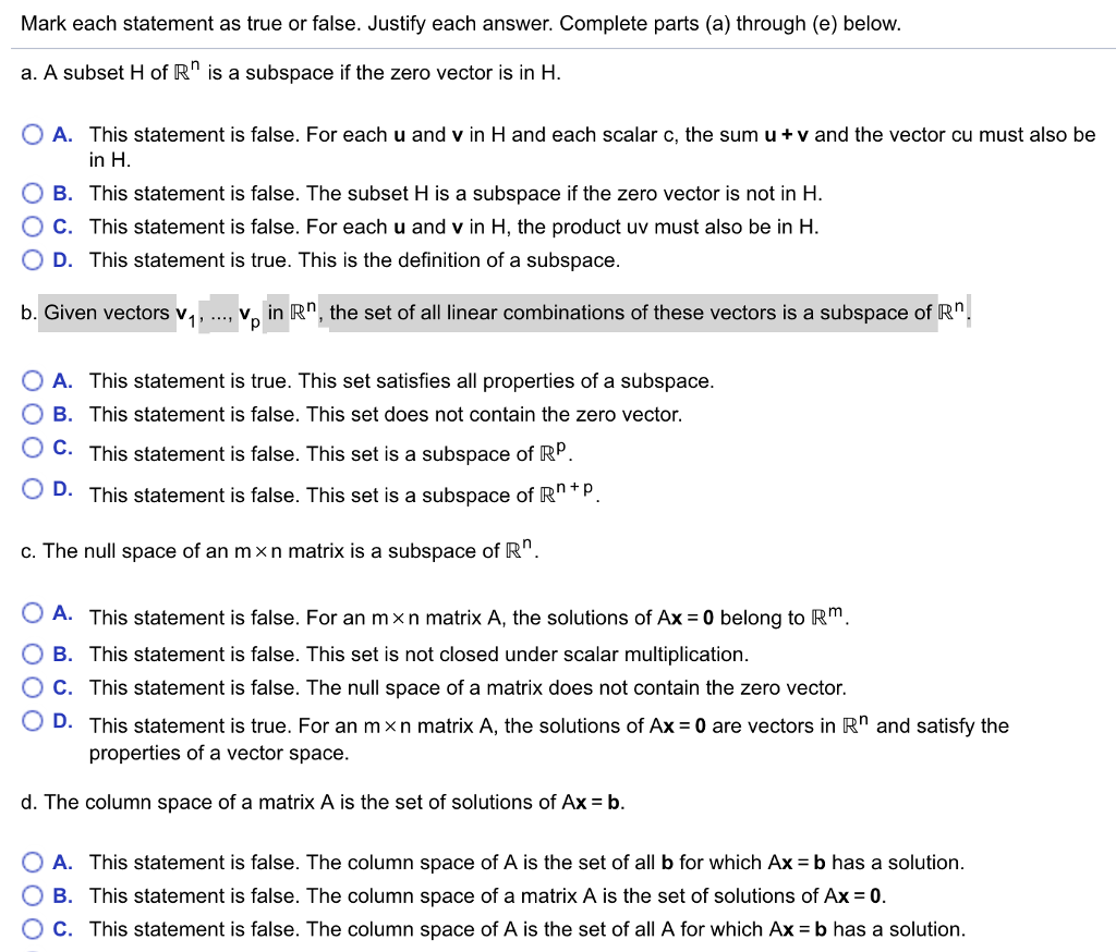 Solved Mark Each Statement As True Or False Justify Each 1024x874 Solved Mark Each Statement As True Or False Justify Each