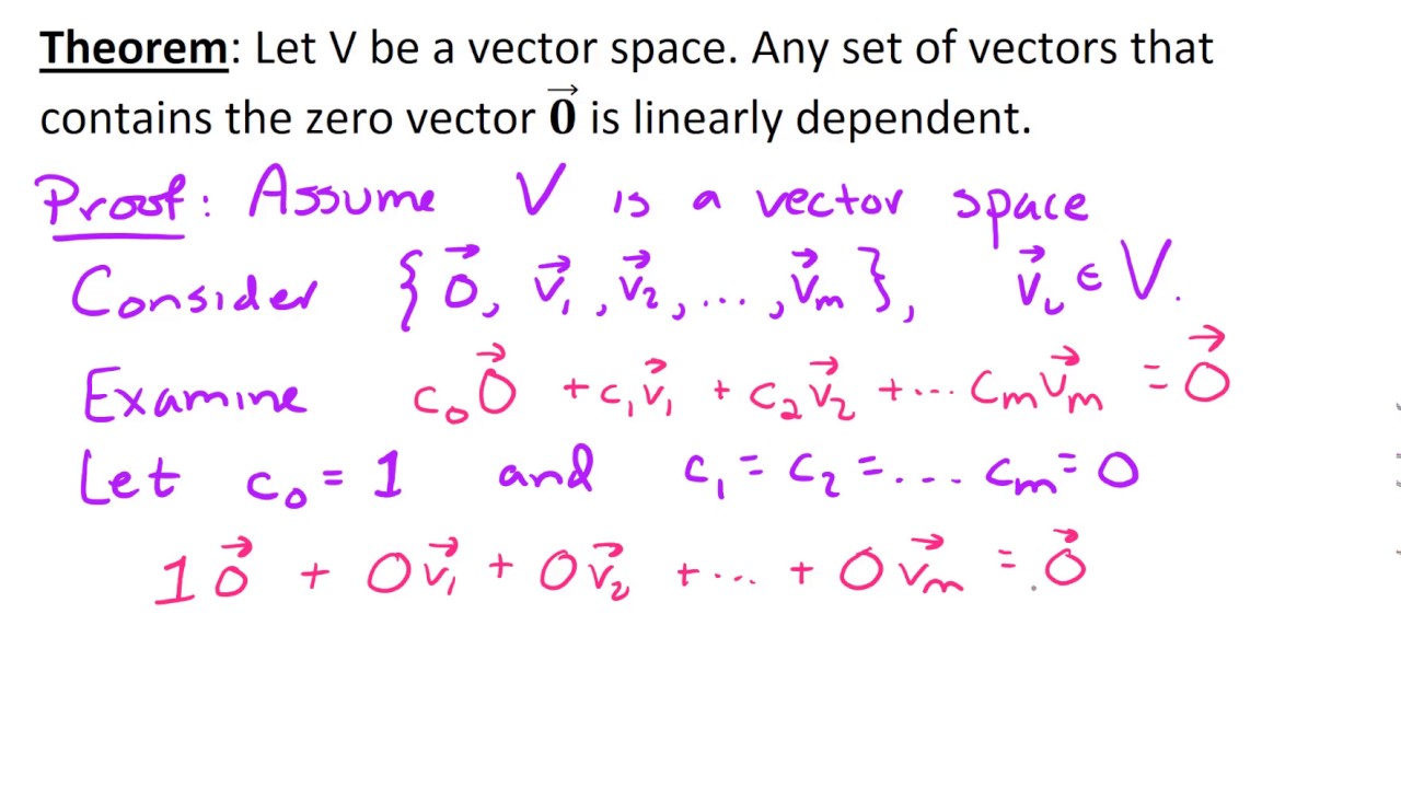Sec A Set Containing The Zero Vector Is Linearly Dependent 1280x720 Sec A Set Containing The Zero Vector Is Linearly Dependent