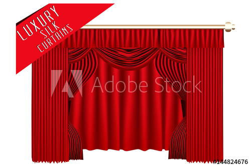 500x334 Red Open Theater Curtain Vector Illustration