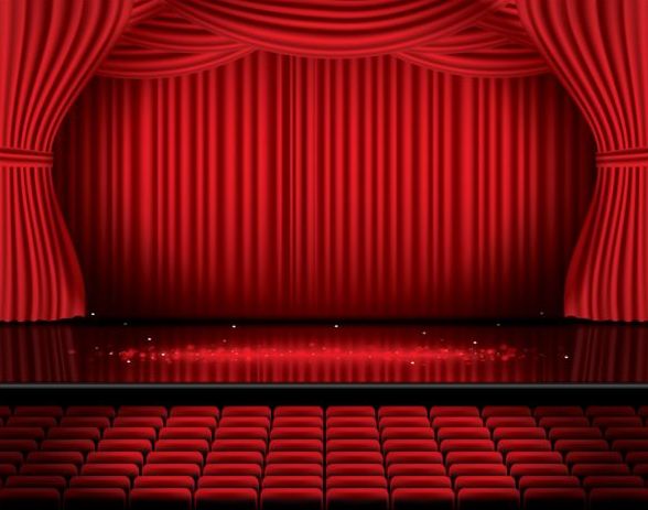 588x463 Stage And Red Curtain Vector Background Free Download
