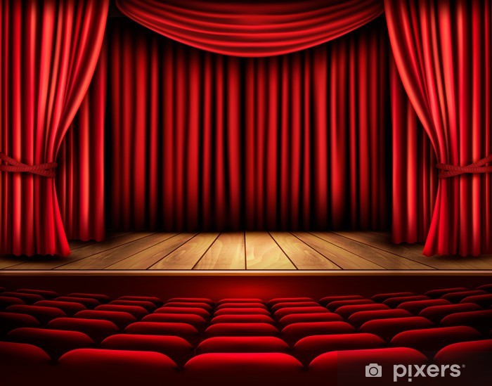 700x549 Cinema Or Theater Scene With A Curtain Vector Wall Mural