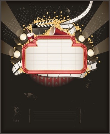 Theatre Marquee With Movie Theme Objects Composition Royalty 369x450 Theatre Marquee With Movie Theme Objects Composition Royalty