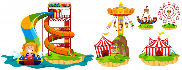 626x242 Different Rides In Theme Park Vector Free Download