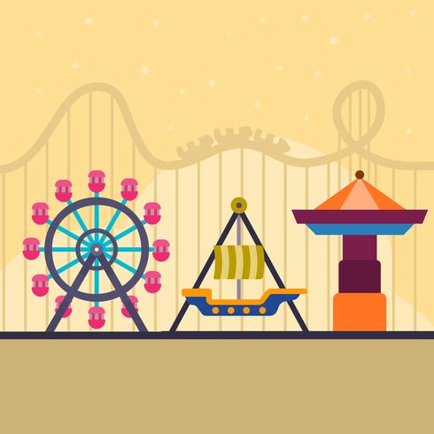 490x490 Flat Roller Coaster And Theme Park Vector Illustration
