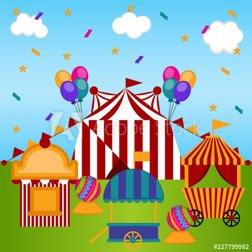 500x500 View Of A Carnival Theme Park Vector Illustration Design