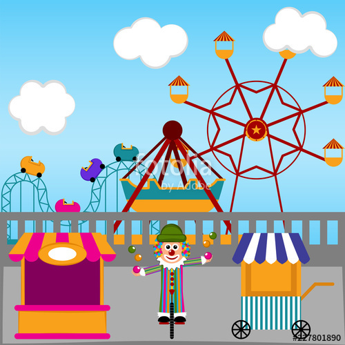 500x500 View Of A Carnival Theme Park Vector Illustration Design Stock