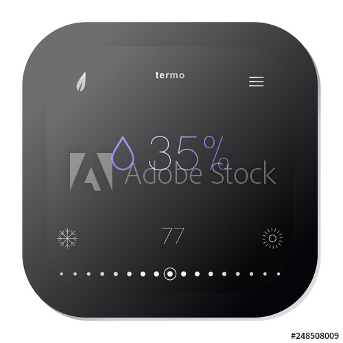 500x500 Smart Thermostat Isolated On White Modern Room Temperature