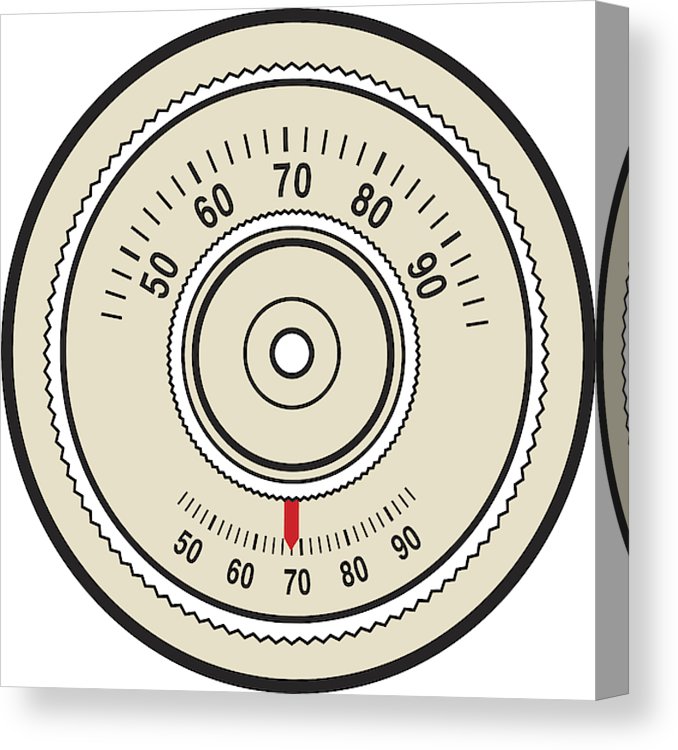678x750 Vector Graphic Of A Retro Thermostat Control Dial Canvas Print