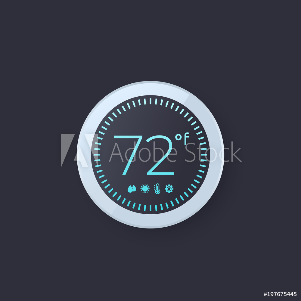 1000x1000 Digital Thermostat Vector Illustration Foto, Poster, Wandbilder