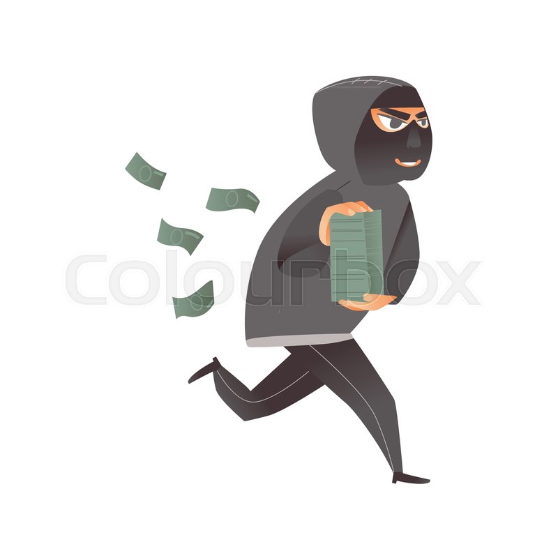 800x800 Thief In Mask, Robber, Burglar Running Stock Vector Colourbox
