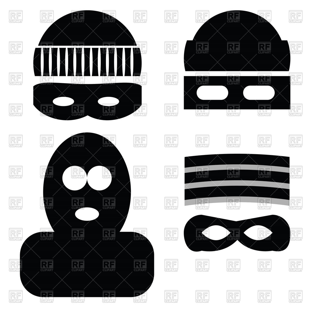 1200x1200 Thief Mask Icons Vector Image Of Silhouettes, Outlines