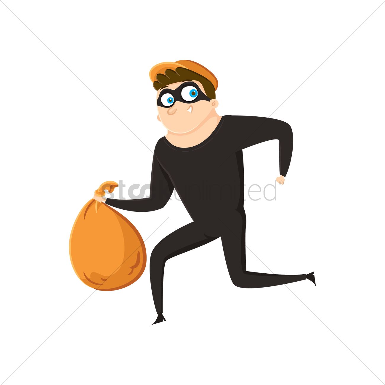 1300x1300 Thief Running Away With Bag Vector Image