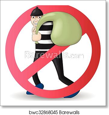 362x382 No And Stop Thief Vector, Art Print Barewalls Posters Prints