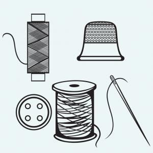 300x300 Spool With Threads Sewing Button And Thimble Vector Createmepink