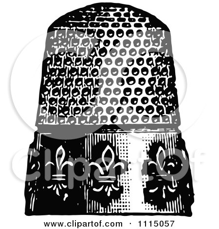 450x470 Clipart Vintage Black And White Sewing Thimble