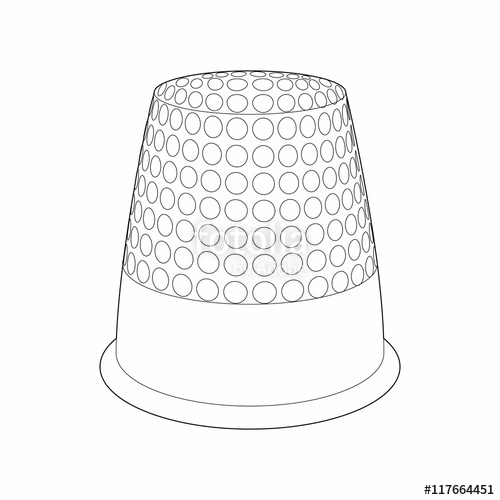 500x500 Thimble Icon In Outline Style Isolated On White Background