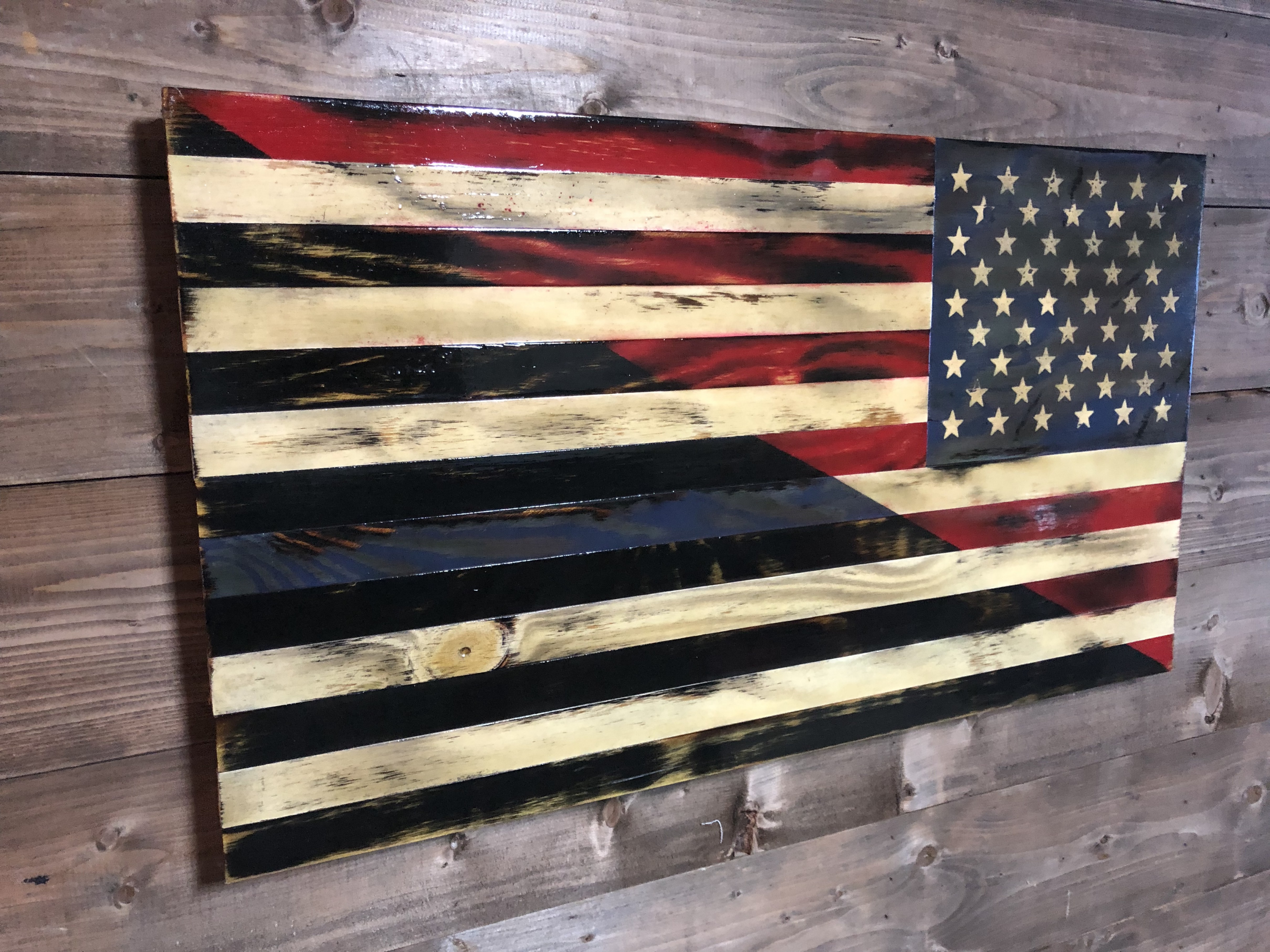 4838x3628 Tattered Split American Thin Blue Line Wood Flag Geekchicpro