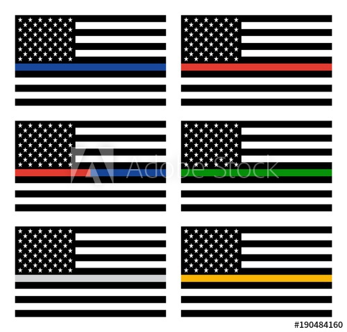 500x479 Vector American Thin Line Flag Set