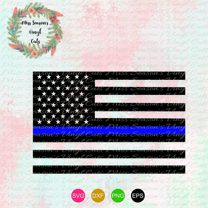 794x794 Thin Blue Line American Flag Svgvector Dxf Police Etsy