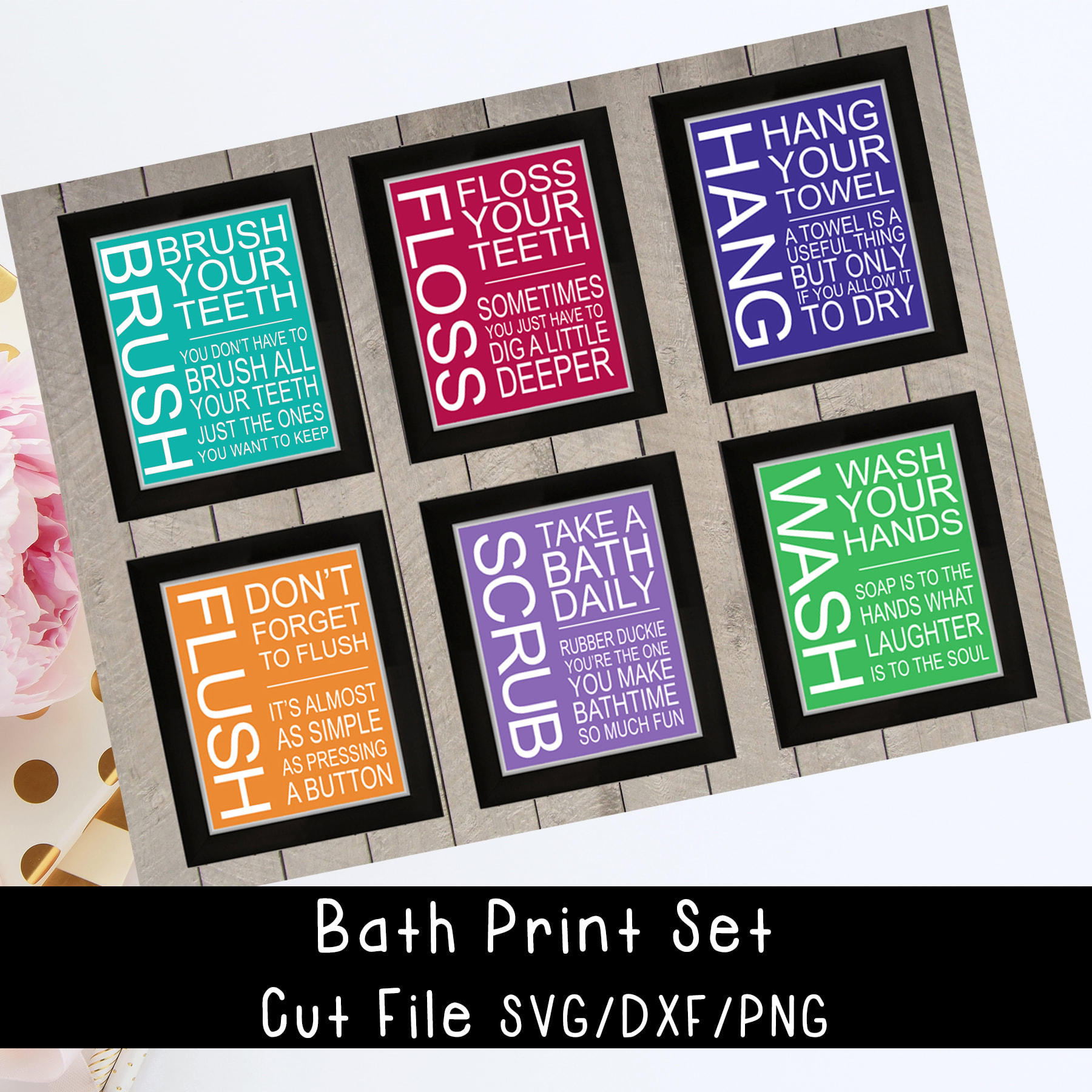 1800x1800 Bath Print Set Vector