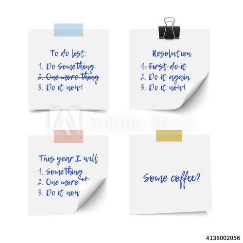 500x500 White Realistic Vector Sticky Notes With Shadow And Text Isolated