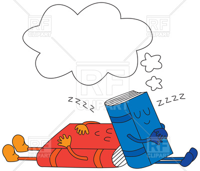 400x343 Cartoon Illustration Of Two Books Sleeping And An Empty Thinking
