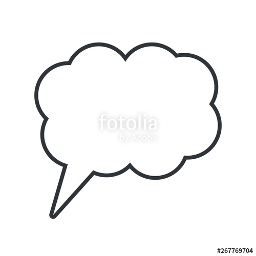 500x500 Thinking Cloud, Dialog Box Line Icon, Chat Cartoon Bubbles Blank