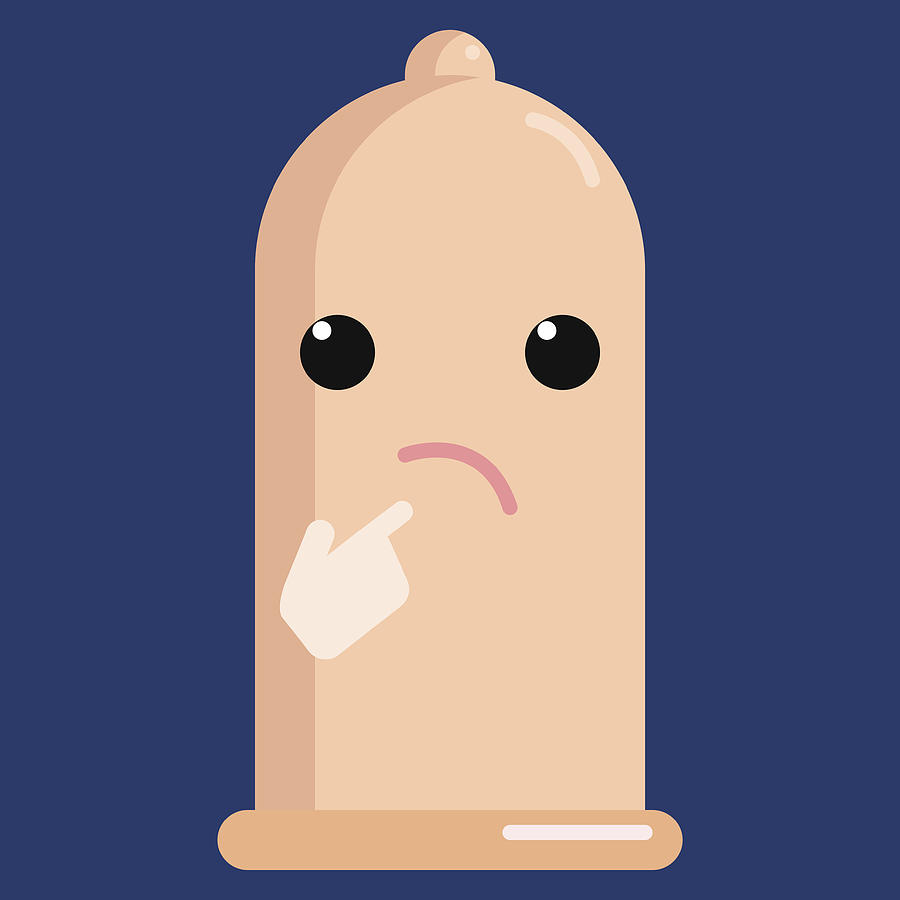 900x900 Thinking Face Condom Emoji Vector Illustration