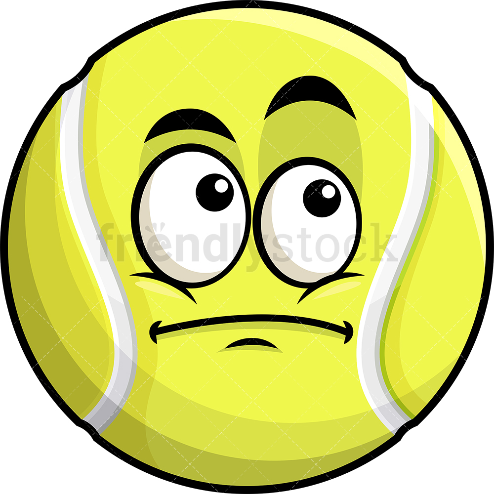 1000x1000 Wondering Tennis Ball Emoji Cartoon Clipart Vector