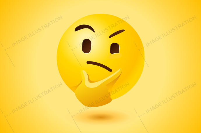 690x459 Yellow Thinking Face Vector Icon