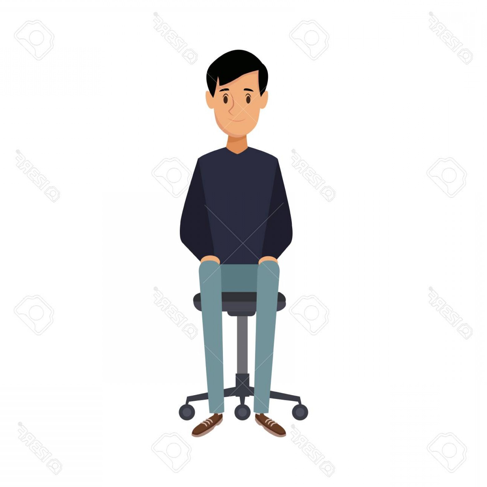 1560x1560 Photostock Vector Young Man Sitting In Office Chair Thinking