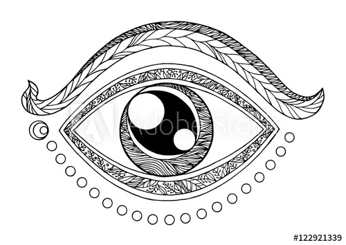 500x354 Third Eye Chakra Symbol Drawing Design Vector Illustration, Hand