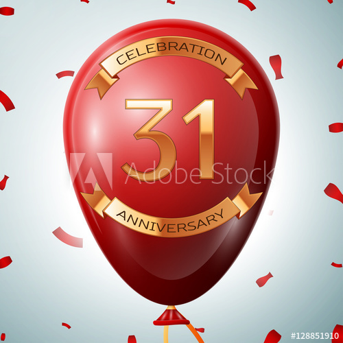 Red Balloon With Golden Inscription Thirty One Years Anniversary 500x500 Red Balloon With Golden Inscription Thirty One Years Anniversary