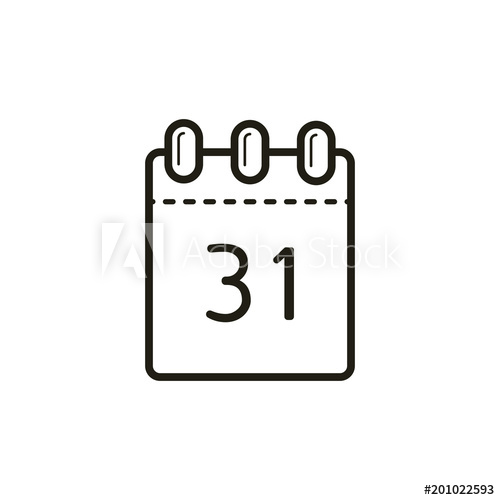 Black And White Linear Icon Of The Tear Off Calendar With Number 500x500 Black And White Linear Icon Of The Tear Off Calendar With Number