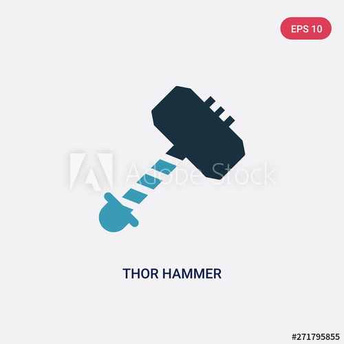 500x500 Two Color Thor Hammer Vector Icon From Weapons Concept Isolated