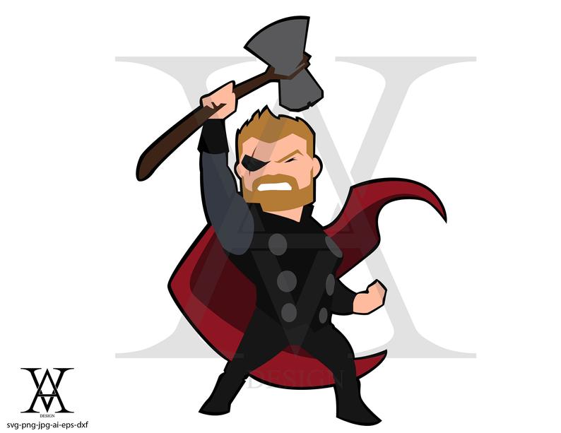 794x613 Thor Avengers Clipart Vector Style Instant Download Etsy