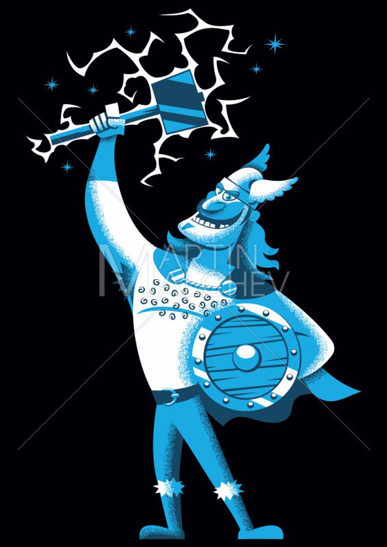794x1122 Cartoon Thor Vector Cartoon Clipart Illustration Donar Etsy