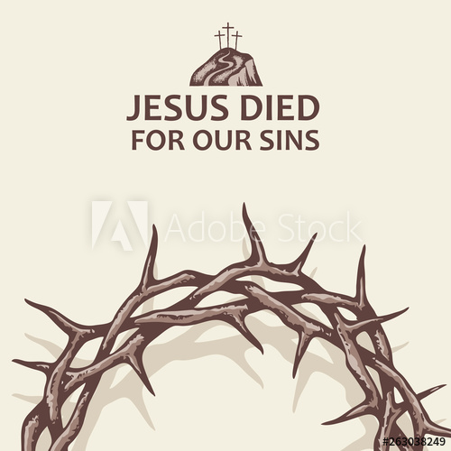 500x500 Background Of Thorn Crown With Golgotha