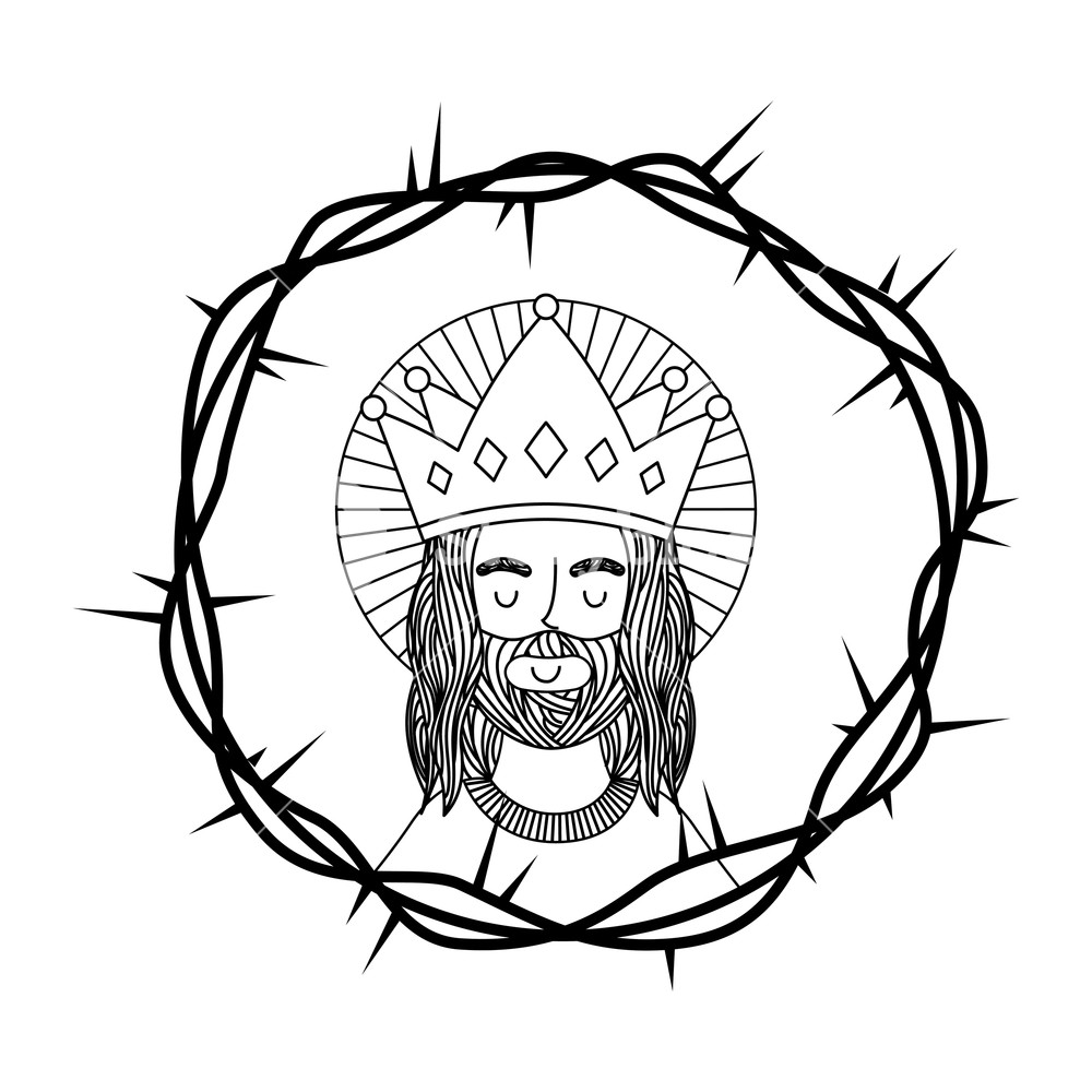 1000x1000 Engraving Jesus And Crown Thorns Vector Illustration Royalty Free