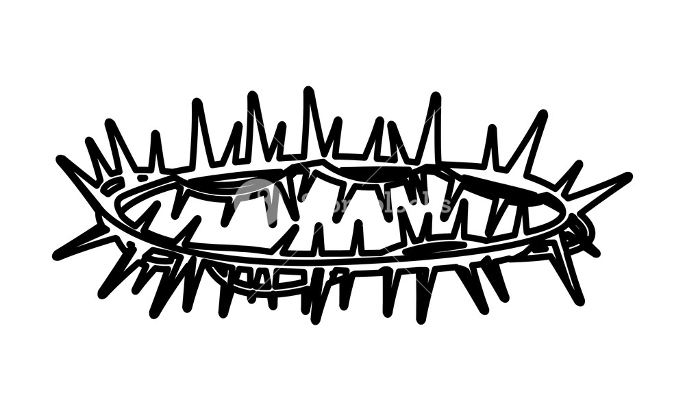 1000x600 Christ Thorns Crown In Black And White Vector Illustration Graphic