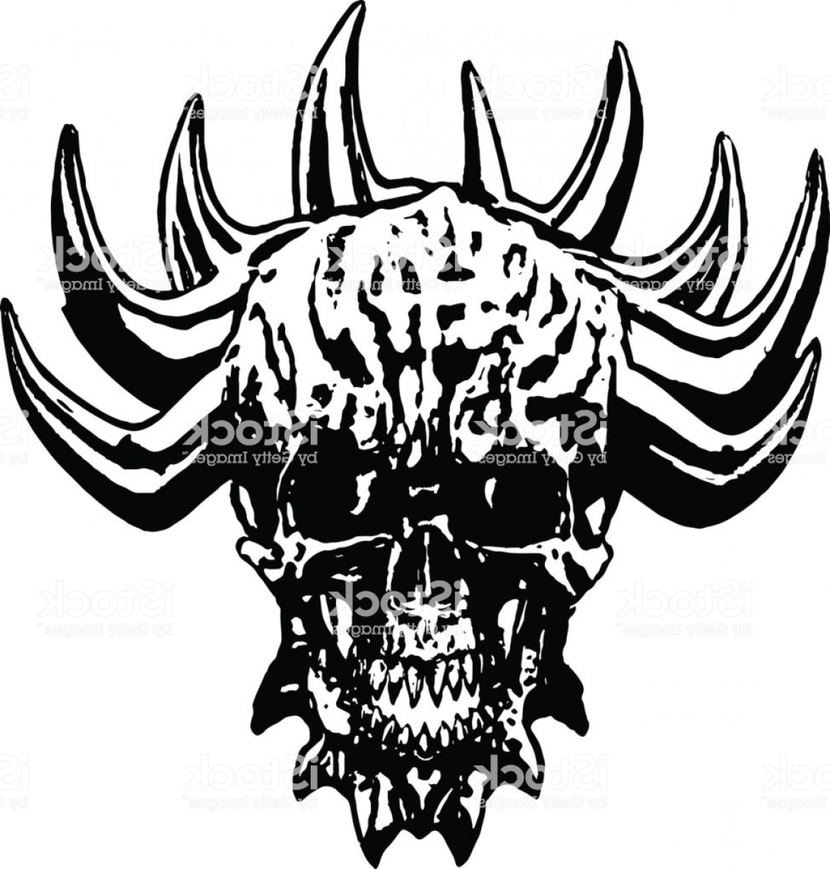 1173x1228 Skull Of A Demon With Crown Of Thorns Vector Illustration Gm